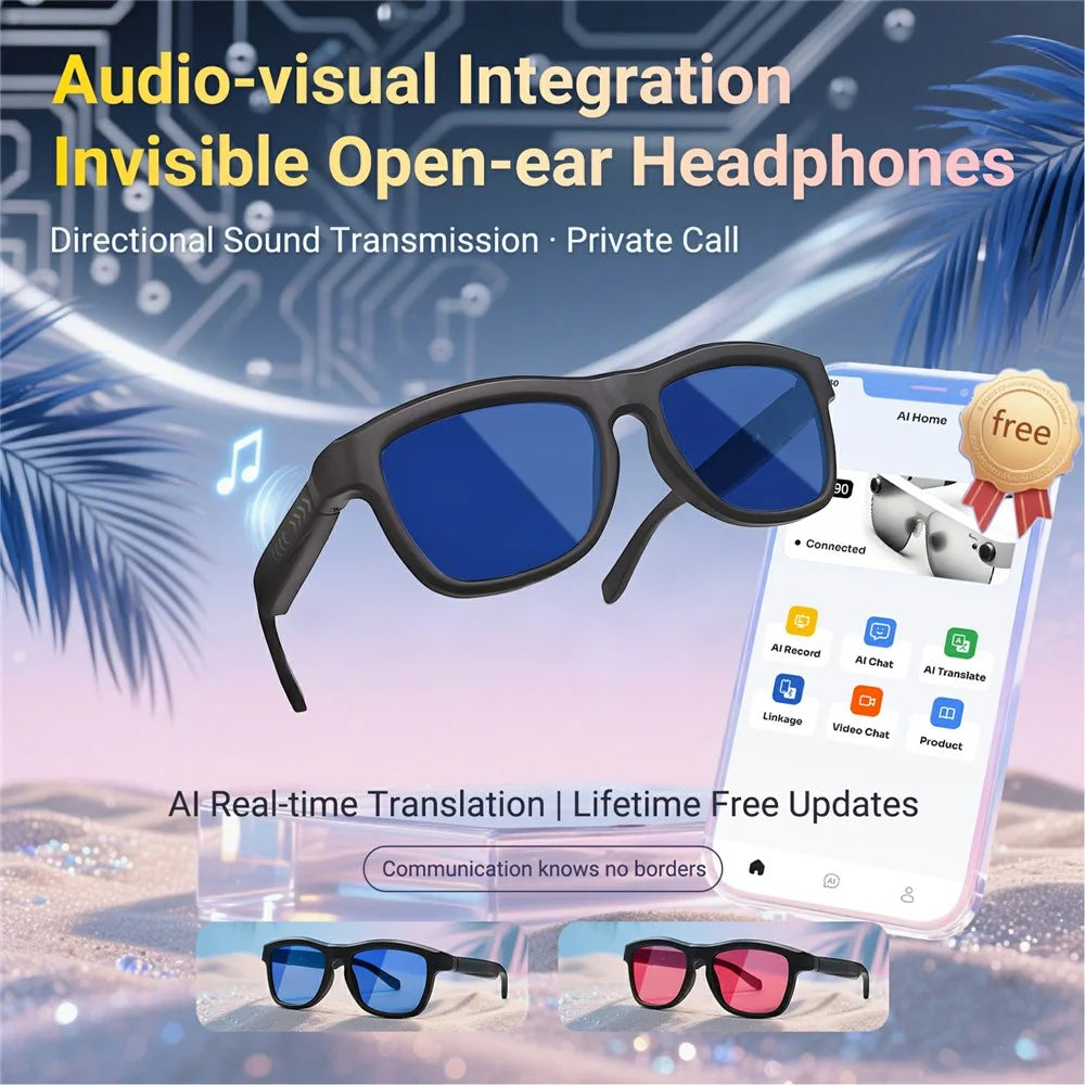 GV-90 AI Translation Smart Glasses Touch Color Changing Lens HD Audio Bluetooth-compatible Music Eyeglasses - Blue - 5
