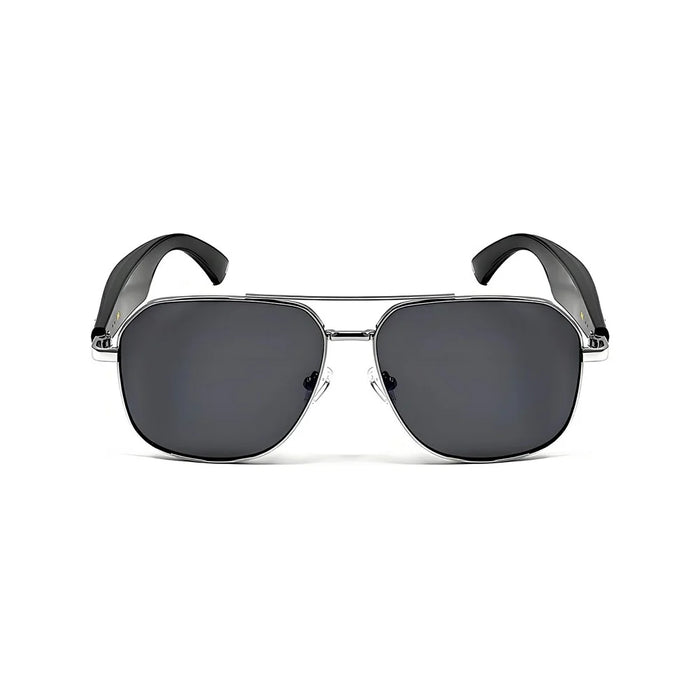 GY100 AI Translation Wireless Eyeglasses Touch Control HD Audio Bluetooth-compatible Smart Glasses - Silver Frame+Grey Lens - 2