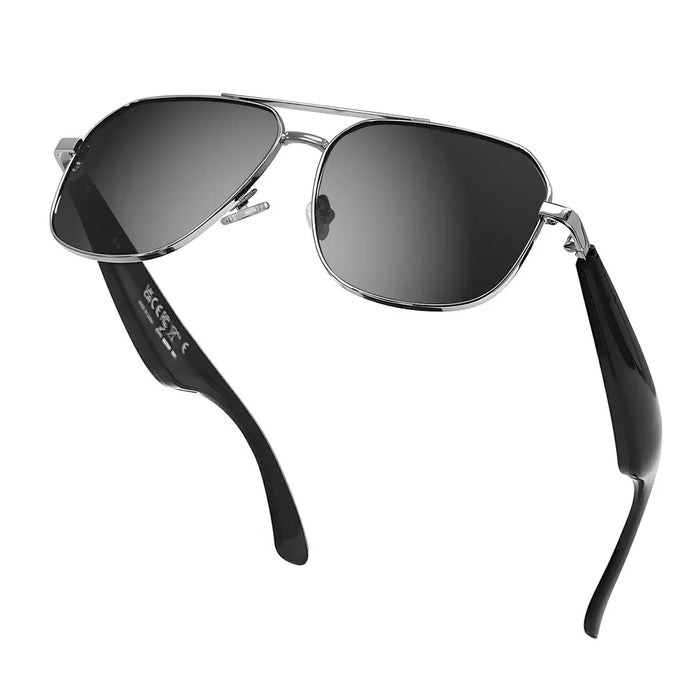 GY100 AI Translation Wireless Eyeglasses Touch Control HD Audio Bluetooth-compatible Smart Glasses - Silver Frame+Grey Lens - 5