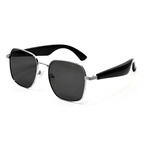 GY200 Bluetooth-compatible Music Call AI Translation Smart Glasses Outdoor Anti UV Sunglasses - Silver Frame+Grey Lens - 1