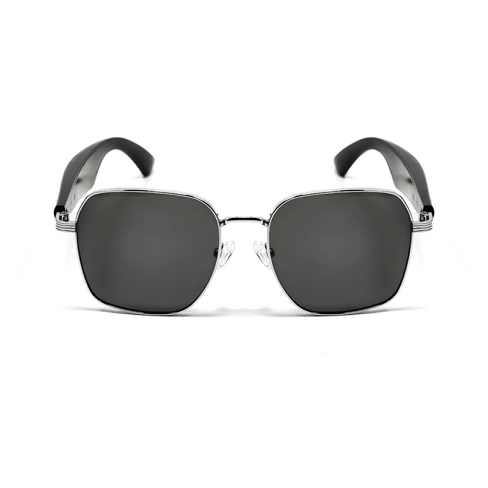 GY200 Bluetooth-compatible Music Call AI Translation Smart Glasses Outdoor Anti UV Sunglasses - Silver Frame+Grey Lens - 3