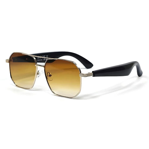 GY300 AI Translation Smart Glasses Bluetooth-compatible Wireless Headset Eyeglasses Anti UV Sports Sunglasses - Gold Frame+Tan Lens - 1