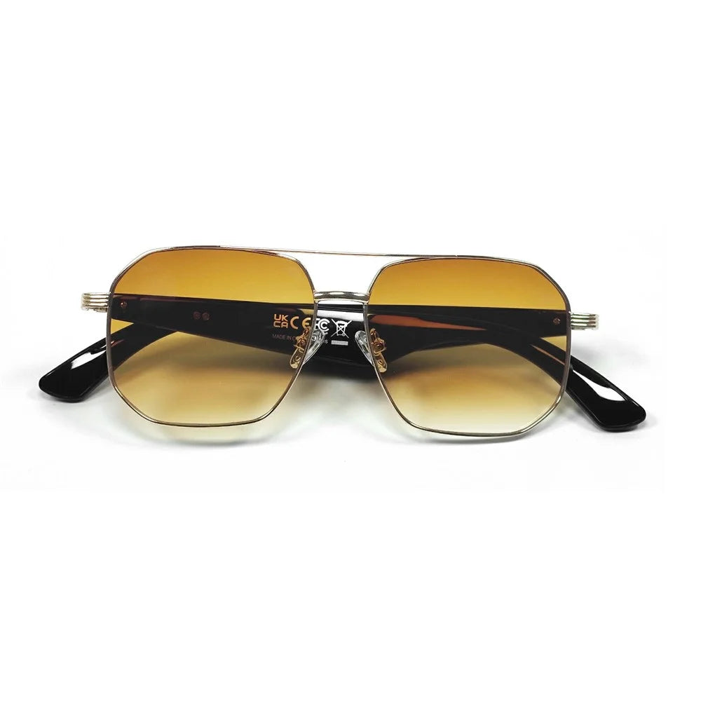 GY300 AI Translation Smart Glasses Bluetooth-compatible Wireless Headset Eyeglasses Anti UV Sports Sunglasses - Gold Frame+Tan Lens - 2