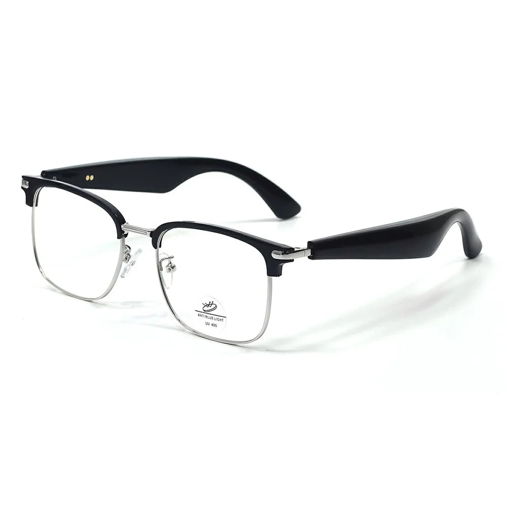 GY600 AI Translation Smart Glasses Bluetooth-compatible Wireless Headset Anti Blue Light Eyeglasses - Silver+Black - 1