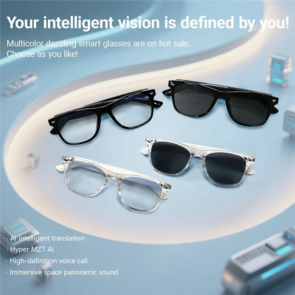 F16 AI Translation Bluetooth-compatible Earphone Glasses Touch Control Wireless Headset Smart Eyewear - Clear Frame / Anti Blue Light - 7