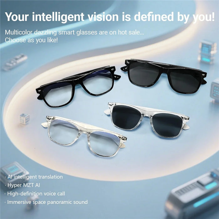 F16 AI Translation Bluetooth-compatible Earphone Glasses Touch Control Wireless Headset Smart Eyewear - Clear Frame / Anti Blue Light - 7