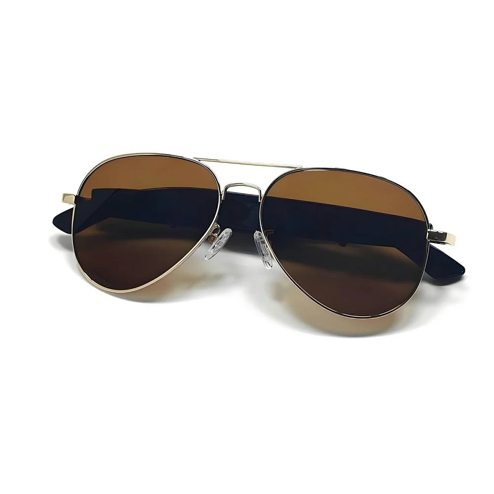F18 AI Translation Bluetooth-compatible Earphone Glasses Wireless Headset UV Protection Smart Sunglasses - Gold Frame+Tan Lens - 2
