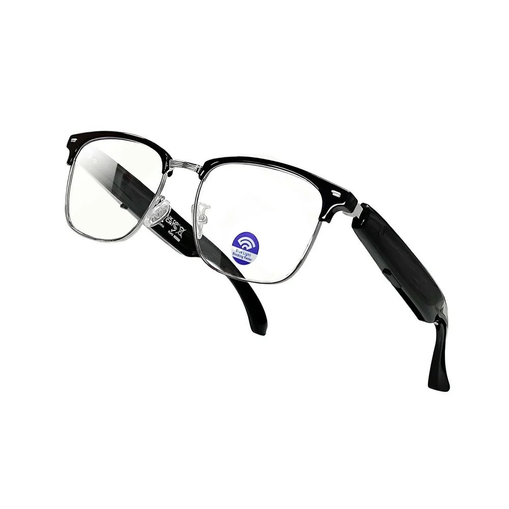 F20 AI Translation Wireless Headset Smart Eyewear Bluetooth-compatible Music Calls Intelligent Glasses - Silver Frame / Anti Blue Light - 4