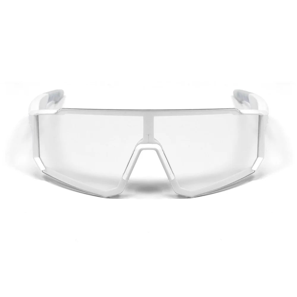 QY-Pro1 AI Translation Bluetooth-compatible Music Glasses for Outdoor Sports Anti UV Cycling Smart Eyewear - White Frame / Photochromic Grey Lens - 1