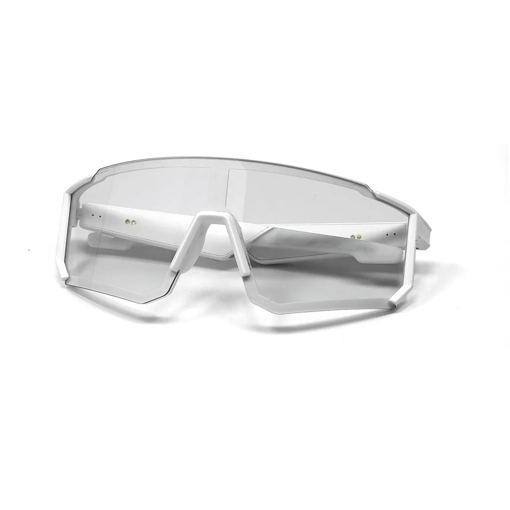 QY-Pro1 AI Translation Bluetooth-compatible Music Glasses for Outdoor Sports Anti UV Cycling Smart Eyewear - White Frame / Photochromic Grey Lens - 2