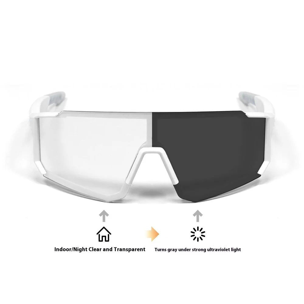 QY-Pro1 AI Translation Bluetooth-compatible Music Glasses for Outdoor Sports Anti UV Cycling Smart Eyewear - White Frame / Photochromic Grey Lens - 3