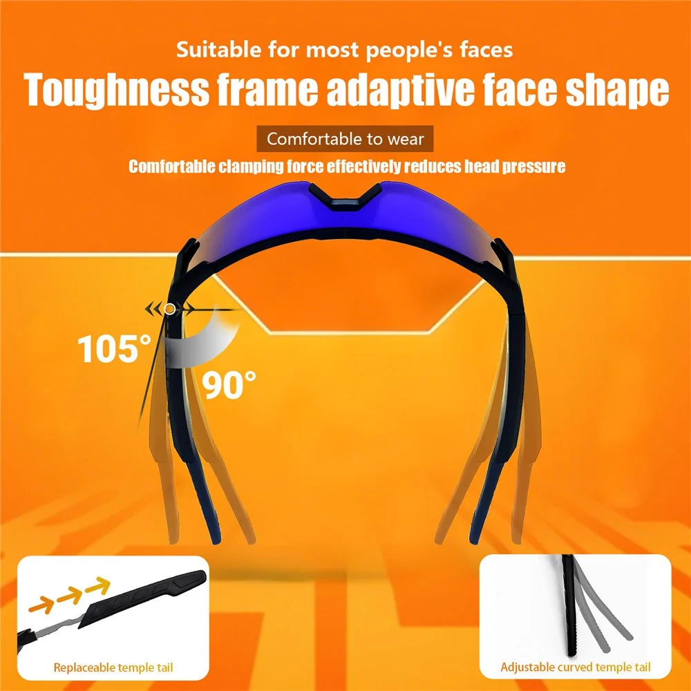 QY-Pro1 AI Translation Bluetooth-compatible Music Glasses for Outdoor Sports Anti UV Cycling Smart Eyewear - White Frame / Photochromic Grey Lens - 7