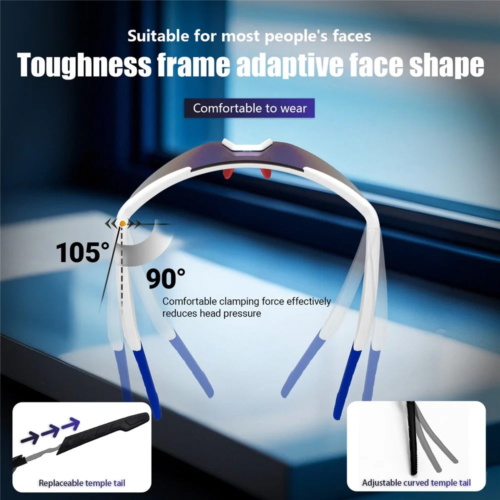 QY-Pro2 Outdoor Sports Cycling AI Translation Bluetooth-Compatible Glasses Music Calling Smart Eyewear - White Frame / Color Changing Lens - 7