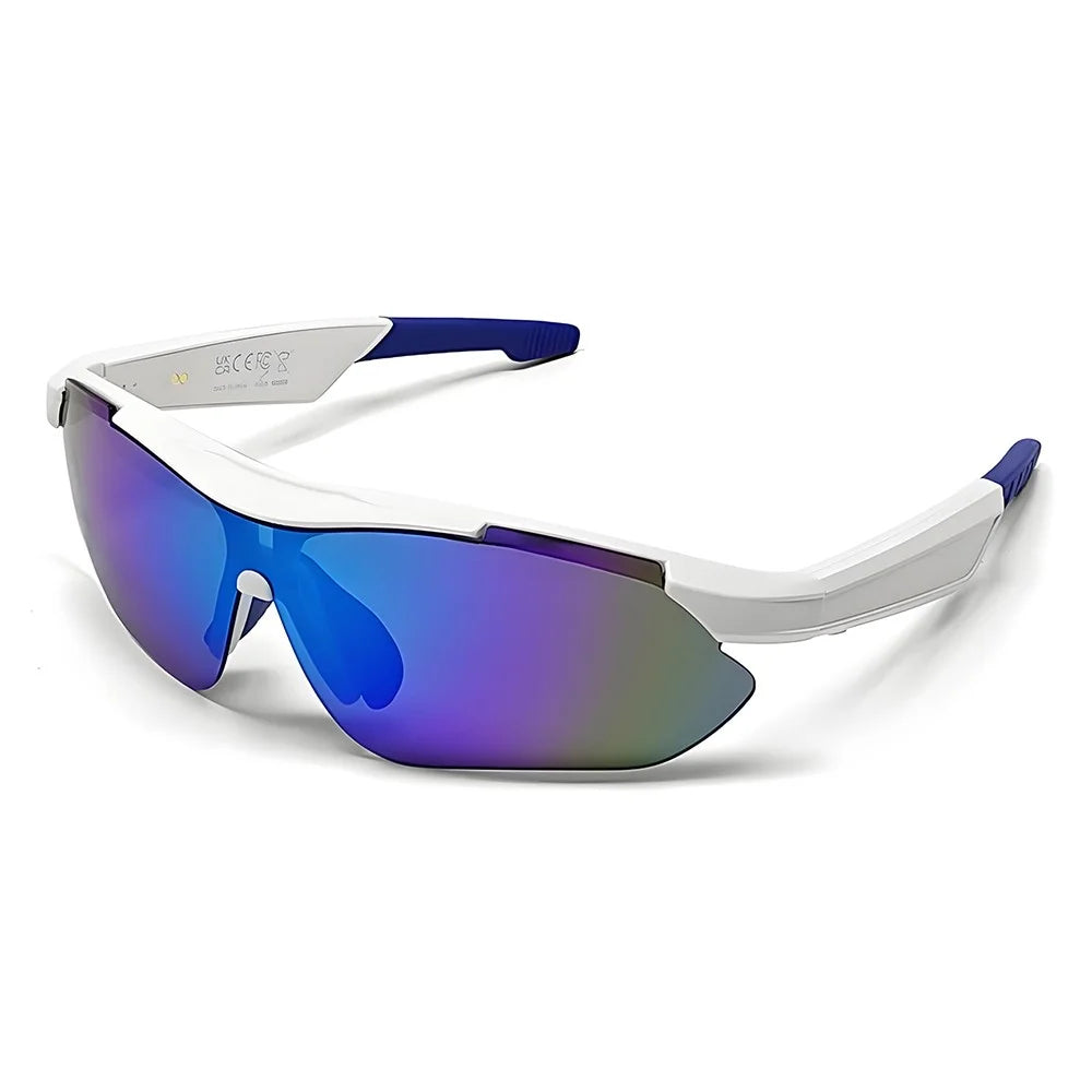 QY-Pro3 AI Translation Bluetooth-Compatible Glasses Outdoor Sports Cycling Music Calls Smart Eyewear - White+Blue - 1