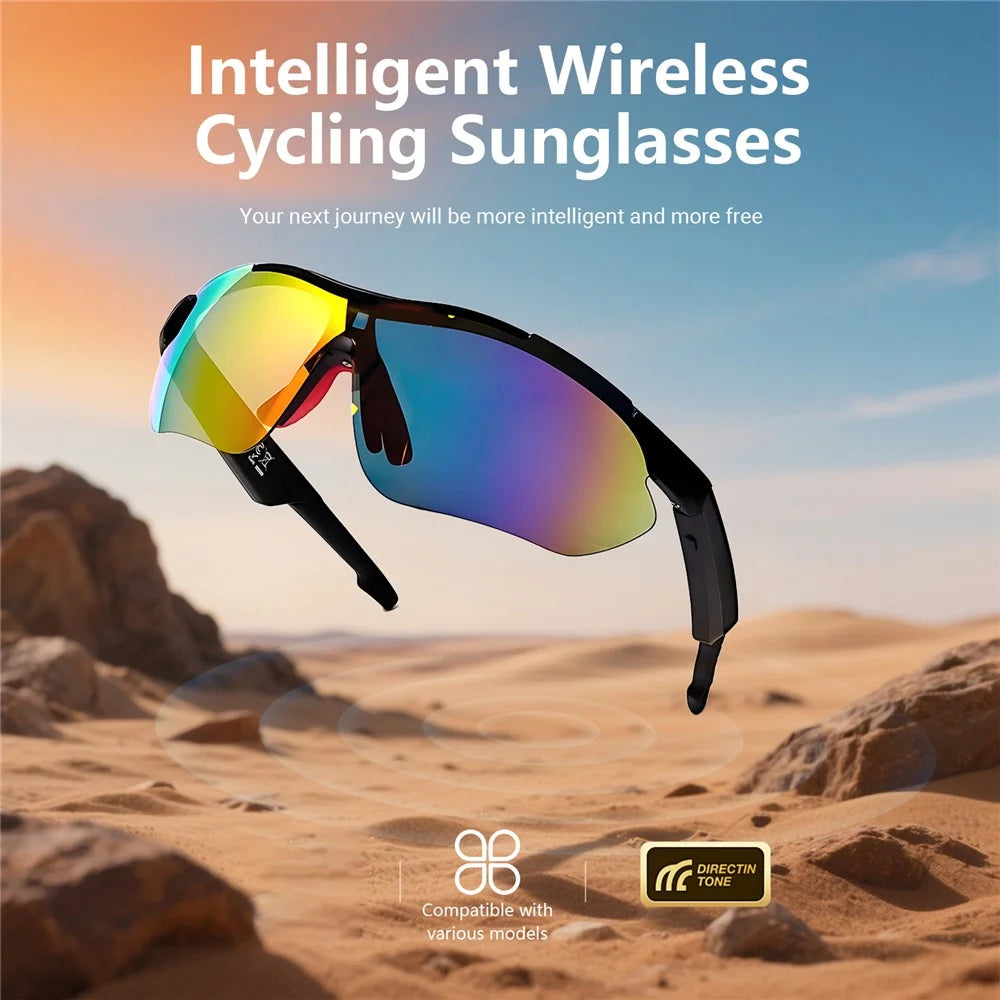 QY-Pro3 AI Translation Bluetooth-Compatible Glasses Outdoor Sports Cycling Music Calls Smart Eyewear - White+Blue - 5