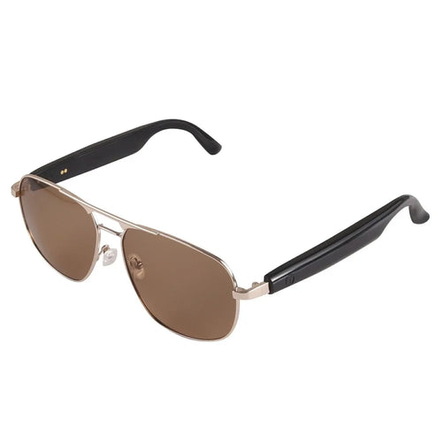 GS02 Polarized Lens Aviator Glasses AI Translation Smart Eyewear Bluetooth-compatible Music Eyeglasses - Gold+Tan - 1