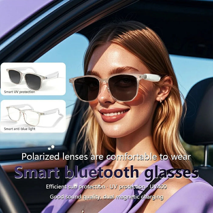 GS03 AI Translation Bluetooth-compatible Glasses Transparent Frame Smart Eyewear for Music Calls - Polarized Gradient Grey - 6