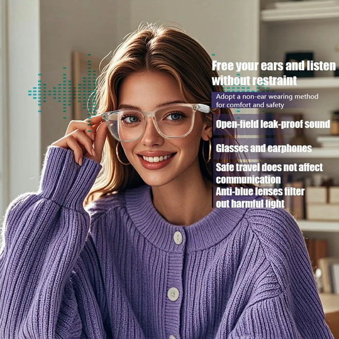 GS03 AI Translation Bluetooth-compatible Glasses Transparent Frame Smart Eyewear for Music Calls - Polarized Gradient Grey - 7