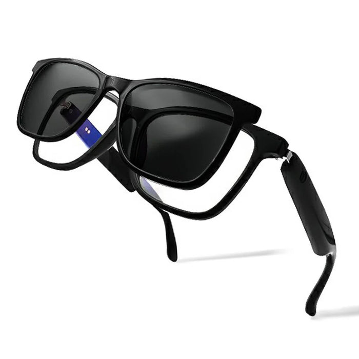 GS05 AI Translation Bluetooth-compatible Glasses Smart Eyewear with Magnetic Detachable Polarized Lens - Anti Blue Light+Polarized Black - 2