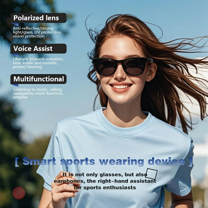 GS05 AI Translation Bluetooth-compatible Glasses Smart Eyewear with Magnetic Detachable Polarized Lens - Anti Blue Light+Polarized Black - 6