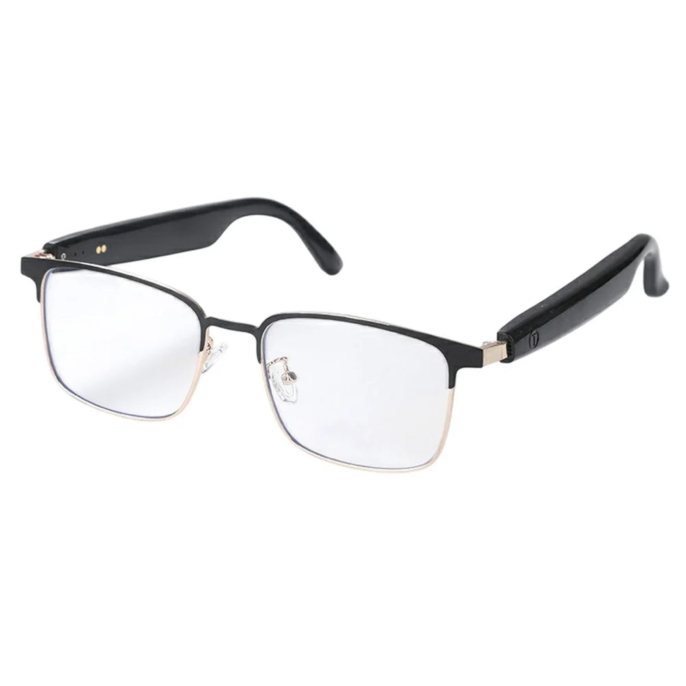 GS06 Wireless Music Earphone AI Translation Bluetooth-compatible Glasses Anti Blue Light Photochromic Lens Smart Eyewear - Gold Frame - 1
