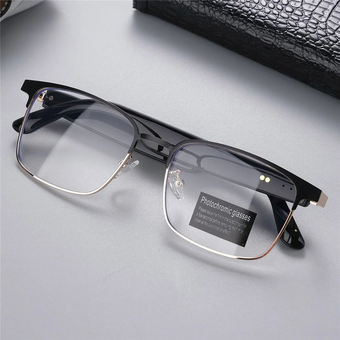 GS06 Wireless Music Earphone AI Translation Bluetooth-compatible Glasses Anti Blue Light Photochromic Lens Smart Eyewear - Gold Frame - 2