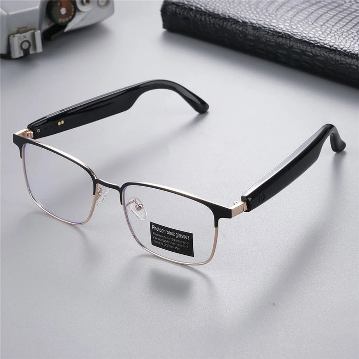 GS06 Wireless Music Earphone AI Translation Bluetooth-compatible Glasses Anti Blue Light Photochromic Lens Smart Eyewear - Gold Frame - 4