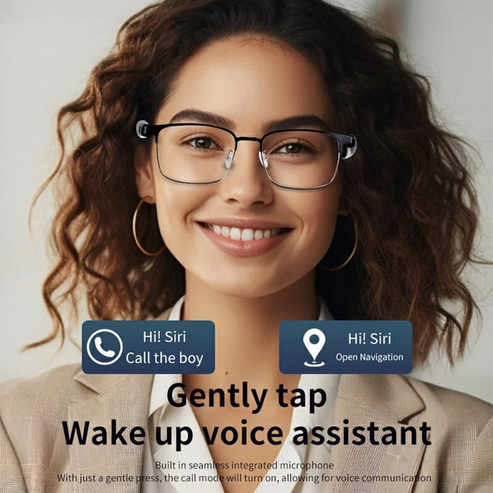 GS06 Wireless Music Earphone AI Translation Bluetooth-compatible Glasses Anti Blue Light Photochromic Lens Smart Eyewear - Gold Frame - 7