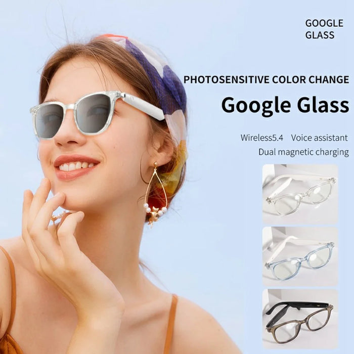GS07 UV400 Photochromic Lens Bluetooth-compatible Music Call Glasses AI Translation Smart Eyewear - Coffee Frame - 6