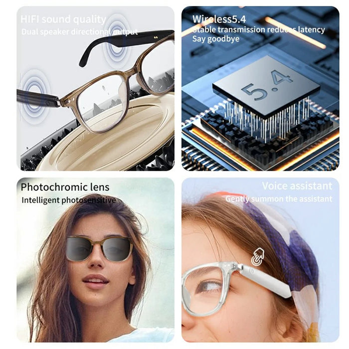 GS07 UV400 Photochromic Lens Bluetooth-compatible Music Call Glasses AI Translation Smart Eyewear - Coffee Frame - 7