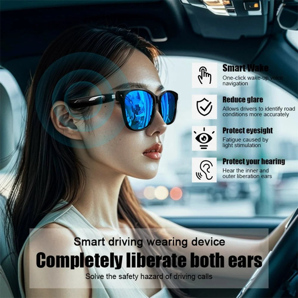 GS08 UV400 Polarized Lens Glasses Bluetooth-compatible Earphone AI Translation Smart Eyewear - Polarized Orange - 7