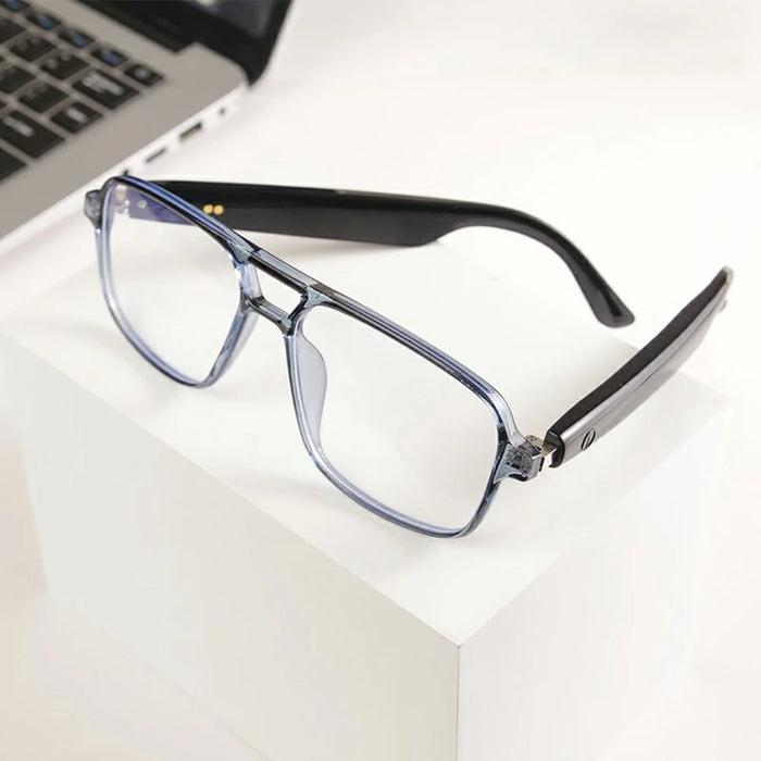 GS10 Multifunction AI Translation Bluetooth-compatible Music Glasses Photochromic Lens Smart Eyewear - Clear Dark Blue Frame - 3