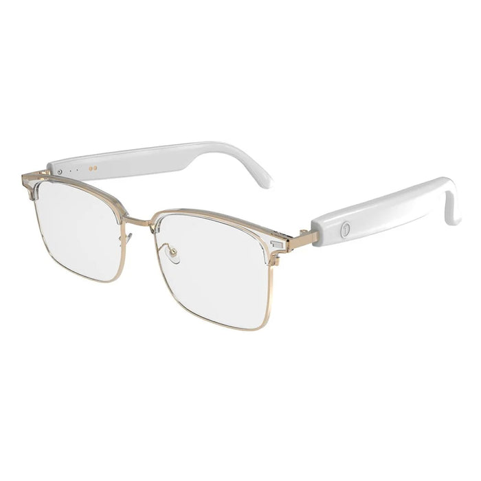 GS13 Photochromic Lens Smart Eyewear AI Translation Wireless Headset Bluetooth-compatible Glasses - Gold+White Frame - 1