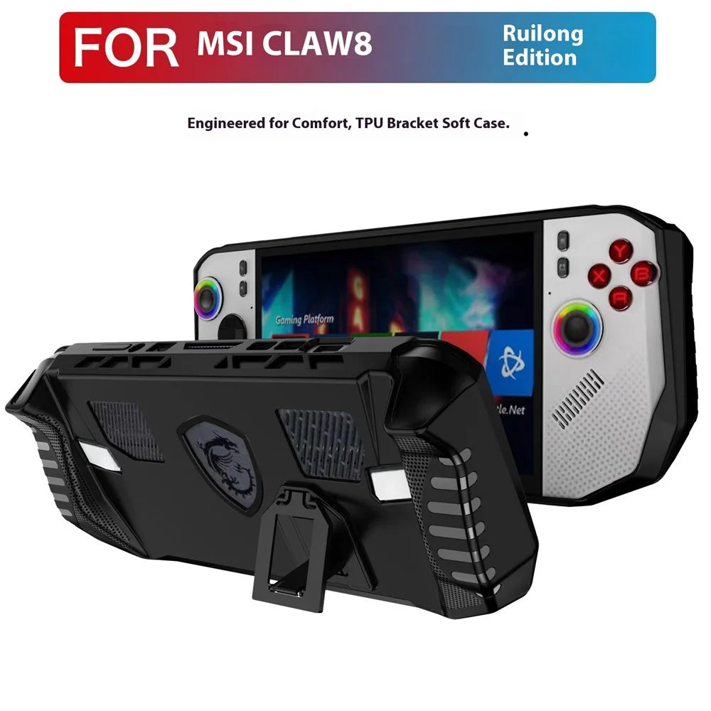 For MSI Claw A8 BZ2EM with Ryzen Z2 Extreme Gaming Console TPU Protective Case with Kickstand - Black - 3