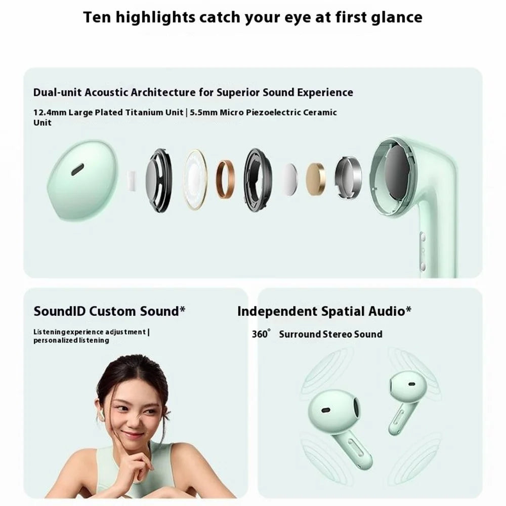 XIAOMI Redmi Buds 7S Bluetooth-compatible Earbuds Semi In Ear Active Noise Cancelling Earphones (Chinese Version) - Cyan - 3