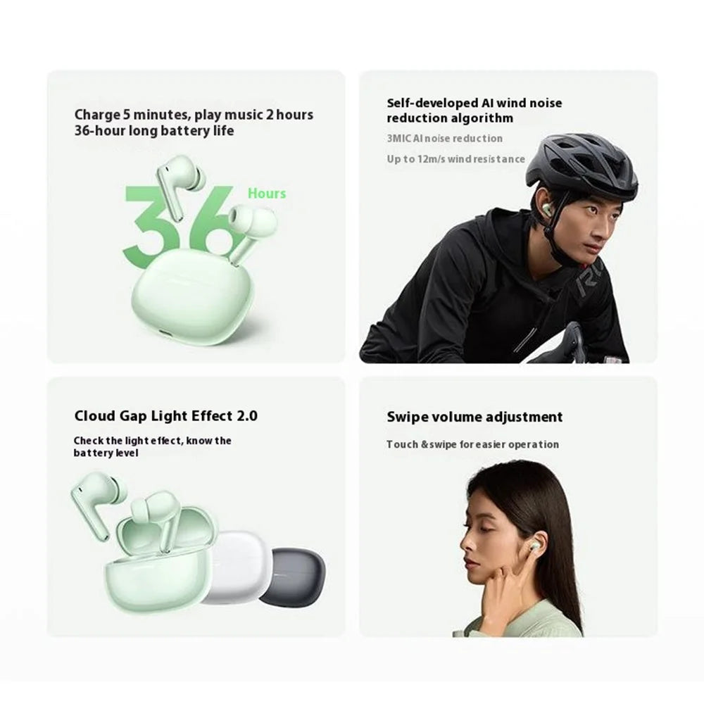 XIAOMI Redmi Buds 6 Pro In Ear Headphones Noise Cancellation TWS Bluetooth-compatible Earbuds (Chinese Version) - Green - 4