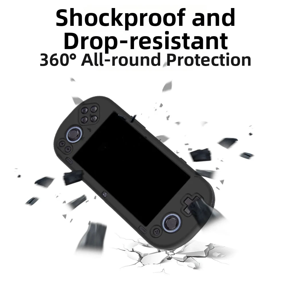 For Trimui Smart Pro Handheld Game Console Silicone Case Shockproof Protective Cover - C27 Black - 2
