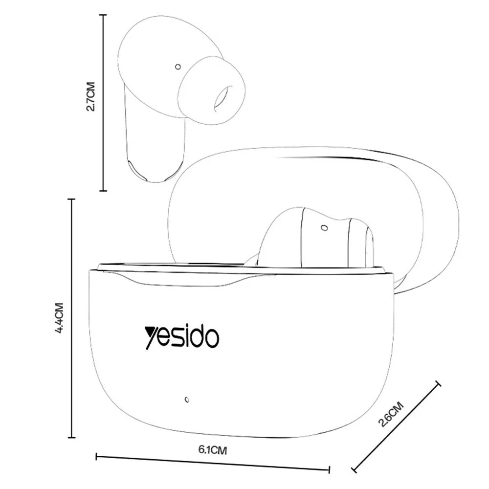 YESIDO TWS38 In Ear Bluetooth-compatible 5.4 Earbuds True Wireless Stereo Touch Control Earphones - Black - 6