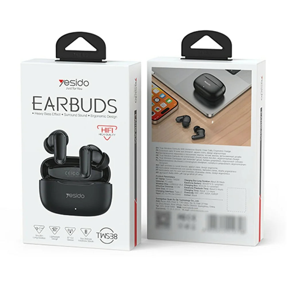 YESIDO TWS38 In Ear Bluetooth-compatible 5.4 Earbuds True Wireless Stereo Touch Control Earphones - Black - 7