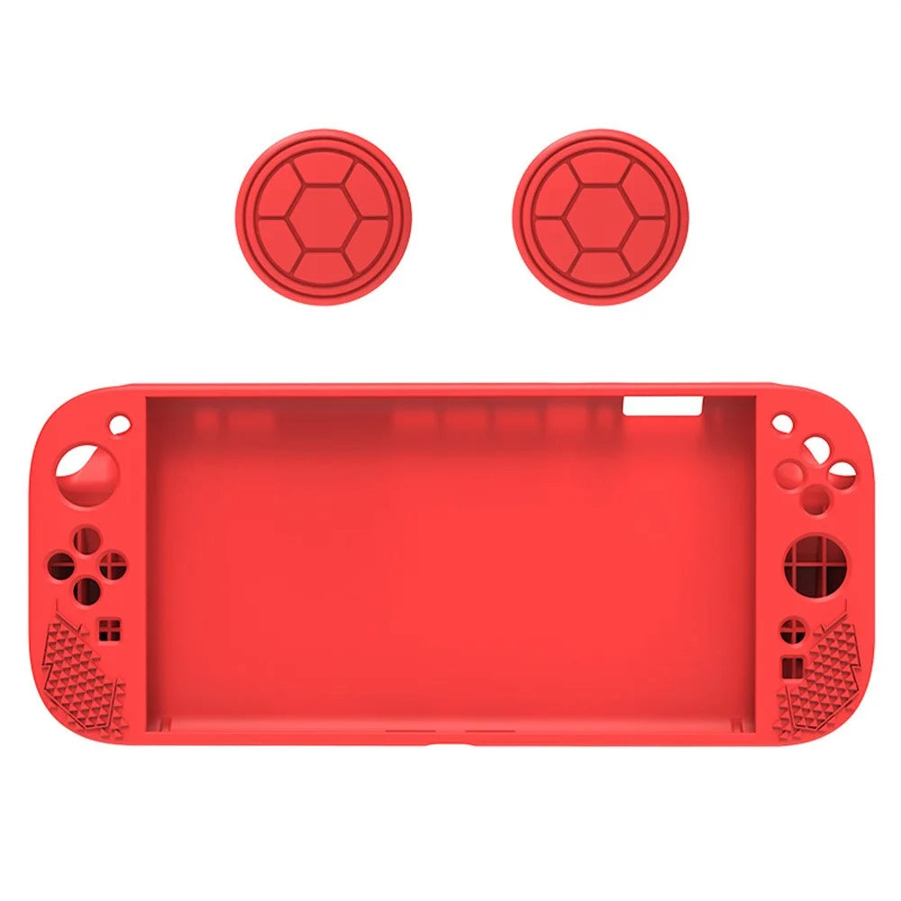 For Nintendo Switch 2 Silicone Case Protective Cover Shock Absorbing Controller Protector with Thumb Grip Caps - Red - 1
