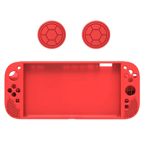 For Nintendo Switch 2 Silicone Case Protective Cover Shock Absorbing Controller Protector with Thumb Grip Caps - Red - 1