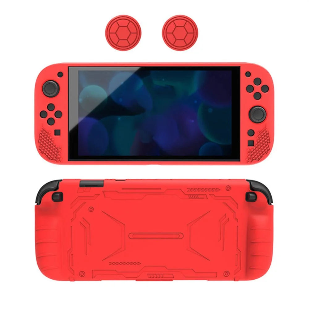 For Nintendo Switch 2 Silicone Case Protective Cover Shock Absorbing Controller Protector with Thumb Grip Caps - Red - 2