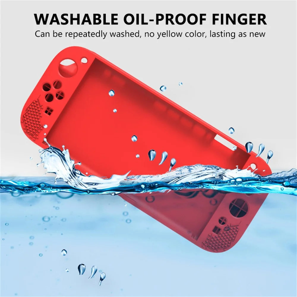 For Nintendo Switch 2 Silicone Case Protective Cover Shock Absorbing Controller Protector with Thumb Grip Caps - Red - 3