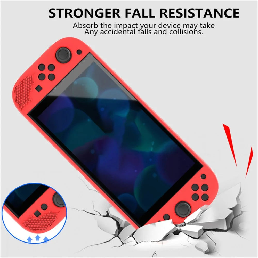 For Nintendo Switch 2 Silicone Case Protective Cover Shock Absorbing Controller Protector with Thumb Grip Caps - Red - 5