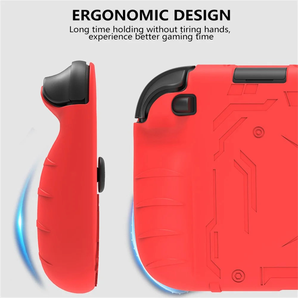 For Nintendo Switch 2 Silicone Case Protective Cover Shock Absorbing Controller Protector with Thumb Grip Caps - Red - 6