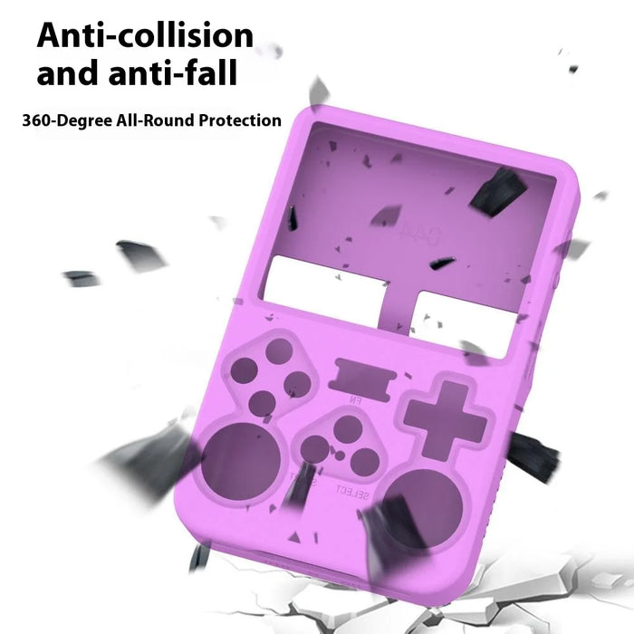 Silicone Protective Case for ANBERNIC R36S Game Console Dustproof Soft Shell Cover with Lanyard - C44 Black - 2