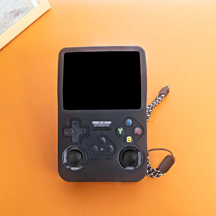 Silicone Protective Case for ANBERNIC R36S Game Console Dustproof Soft Shell Cover with Lanyard - C44 Black - 4