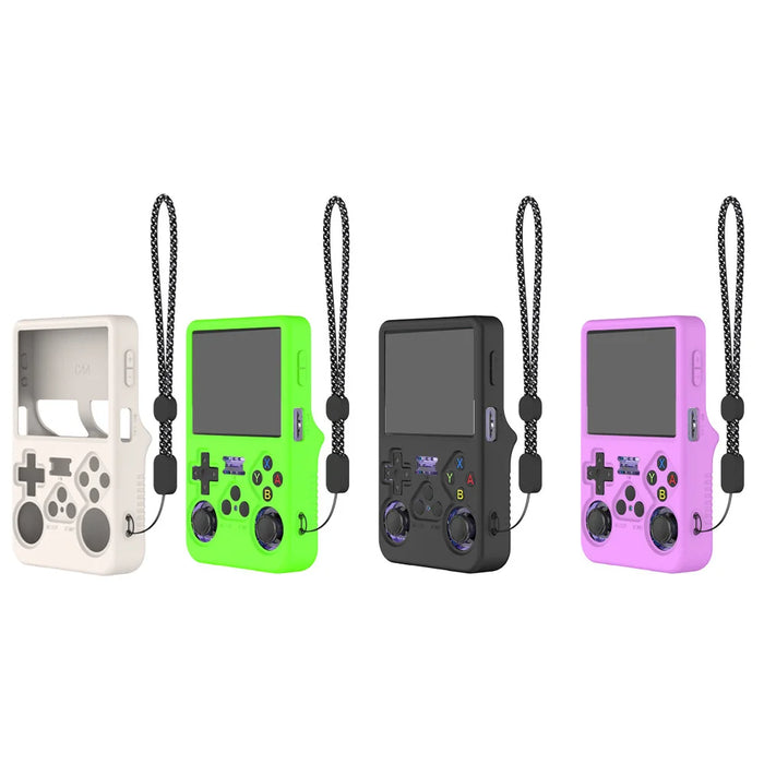 Silicone Protective Case for ANBERNIC R36S Game Console Dustproof Soft Shell Cover with Lanyard - C44 Black - 6