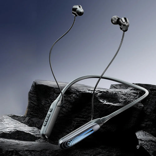 i58 Bluetooth-compatible Neckband Headphones Digital Display 80h Battery Life HiFi Sports Wireless Earbuds - Black - 1
