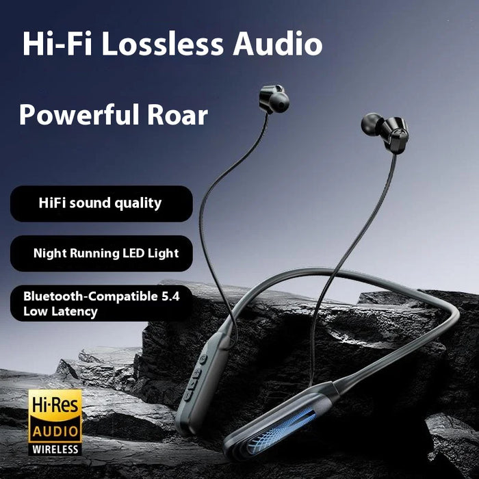 i58 Bluetooth-compatible Neckband Headphones Digital Display 80h Battery Life HiFi Sports Wireless Earbuds - Black - 2